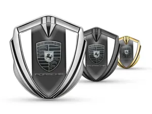 Porsche Metallico Cupolato Emblema Durevole Elegante Forma
